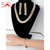 Sunny Jewelry Classic Dubai African Hot Sale Chains Sets Wide Earrings Necklace  - £26.22 GBP