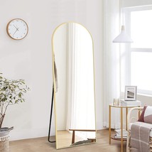 Arched Full Length Mirror 64&quot;X21&quot;, Gold Frame Floor Mirror With Stand, Free Stan - £83.94 GBP