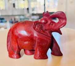 Large Red Jasper Elephant Carving Natural Red Jasper Carving with Amazin... - $51.24