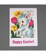 Happy Easter Bunny Vintage Retro Style 4in x5.5in Large Magnet Tulips Da... - £5.07 GBP