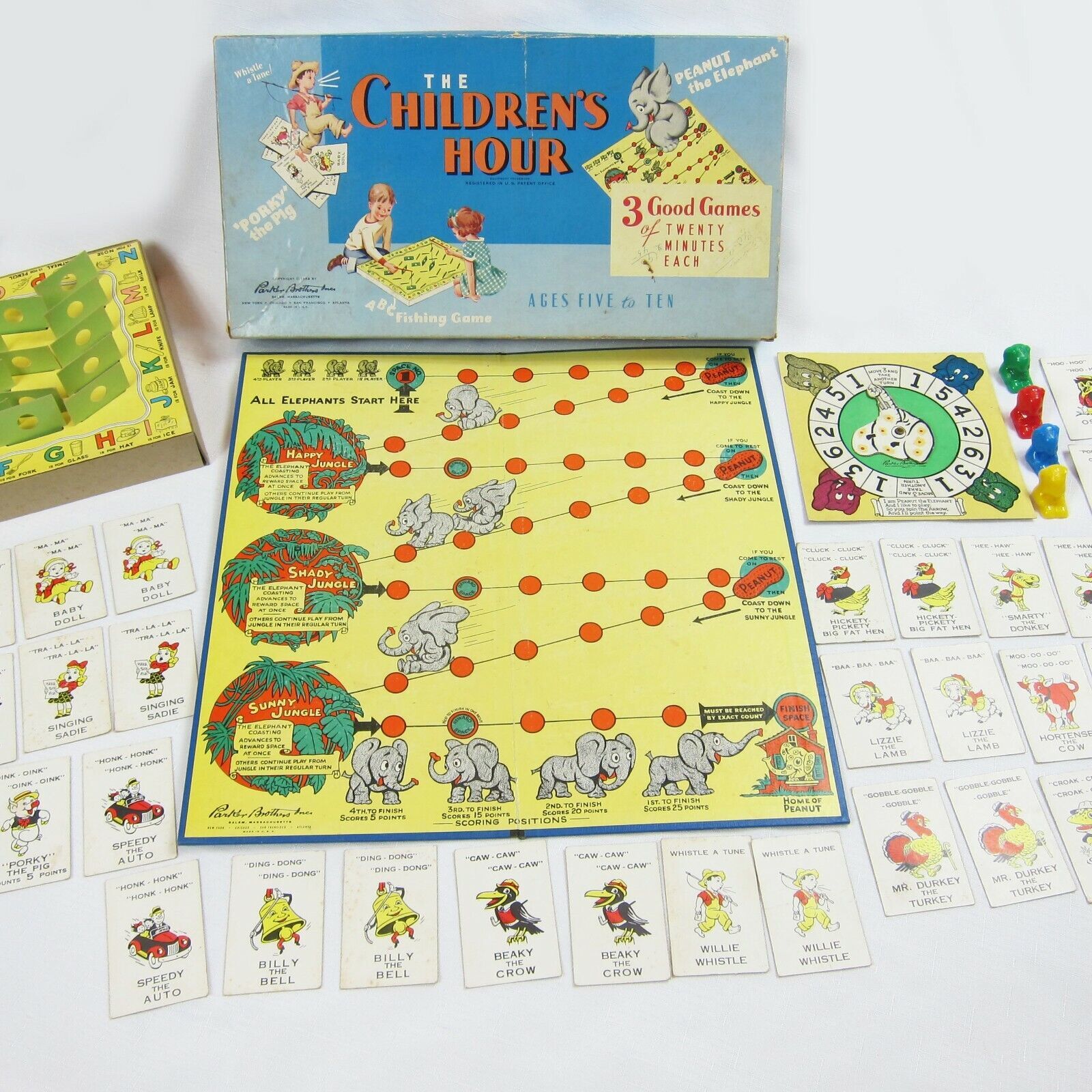 Vintage 1958 The Children's Hour Parker Brothers 3 Games in 1, Each 20 minutes - $24.99