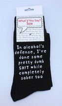 What&#39;d You Say Socks - Unisex Crew - In Alcohol&#39;s Defense - One Size Fit... - £3.29 GBP