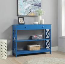 Wood Console Table Sofa Drawer Blue Storage Shelf Accent Entryway Hall Foyer - £119.41 GBP
