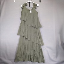 NWT Accent Prone Chiffon Asymetrical Tiered Layered Maxi Dress Sz M Fair... - $43.54