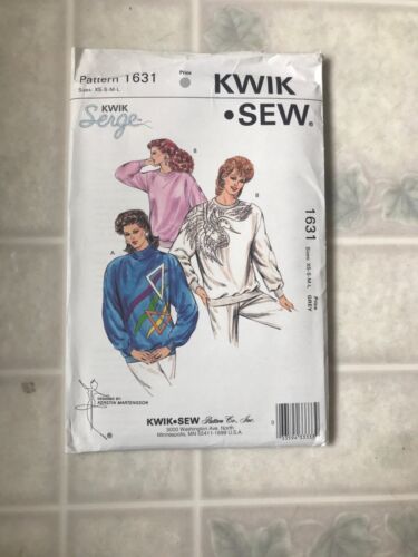 Kwik Sew Pattern 1631 Serger Winter Sweatshirt Style Top XS - L Bust 31-41 Uncut - $13.60