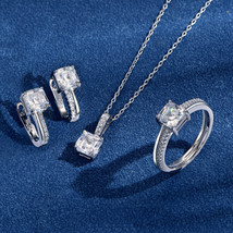 Elegant Sterling Silver Zircon Micro-inlaid Jewelry Set - Ring Earrings ... - £17.17 GBP+
