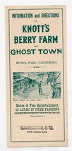  Knott&#39;s Berry Farm and Ghost Town Brochure Buena Park CA 1950&#39;s Pre Dis... - £21.77 GBP