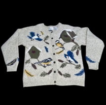 Vintage 1990s Grandma Wool Knit Sweater Women’s Size XL Cardigan Birds - $39.99