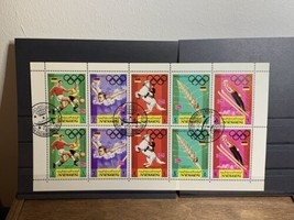 1972 Yemen Kingdom Block Of 10 Post Stamps Winter Olympic Games In Munich - $9.43