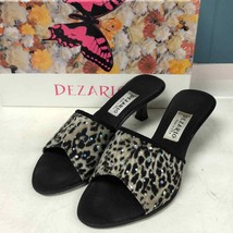 Dezario black Gray leopard Women&#39;s Slide Sandals Made in USA Size 8 kitt... - £33.11 GBP