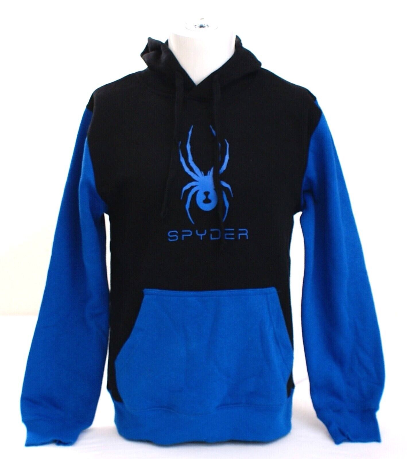 Primary image for Spyder Signature Black & Blue Pullover Hooded Sweatshirt Hoodie Men's  NWT