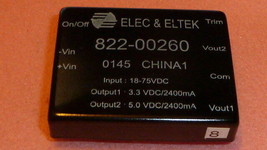ELEC&amp;ELTEK 822-00260 ON/OFF CONVERTER 7-PIN Input:18-75VDC Output1:3.3VD... - $50.00