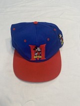 Vintage Disney Mickey Unlimited Blue Red Snapback Hat Embroidered Big M  - £20.11 GBP