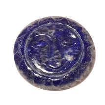 50 Carat Lapis Lazuli Hand Carved Face with Closed Eye Stone for Jewelry... - $14.95