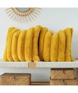 Jojusis Pack Of 2 Faux Fur Plush Decorative Throw Pillow, Yellow, 18 X 1... - $54.71 CAD