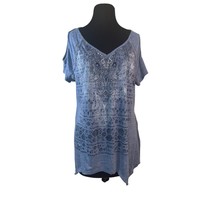 Faded Glory Womens Size XL 16 18 Blue Cold Shoulder Tunic Top - £9.25 GBP