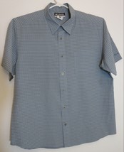 Columbia Sportswear Metal Buttons Front Pocket Blue Checks Short Sleeve Shirt XL - £18.34 GBP