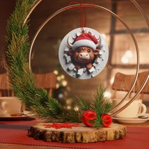 3D Highland Cow Christmas Ornament, Christmas Gift, Holiday Tree Decor - £8.68 GBP