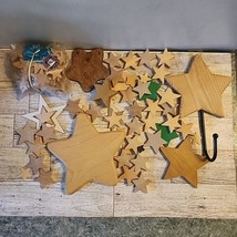 Large Qty Lot Star Wood Cutouts Embellishments Stars Crafts Wooden Decor... - $23.36