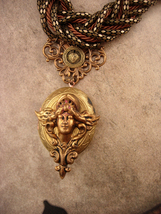 Medusa Locket necklace - dramatic snake chain - art nouveau Winged Goddess - got - £294.60 GBP