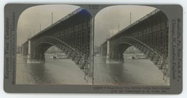 c1900&#39;s Real Photo Stereoview Ten Million Dollar Ead&#39;s Bridge St. Louis, MO - £7.42 GBP