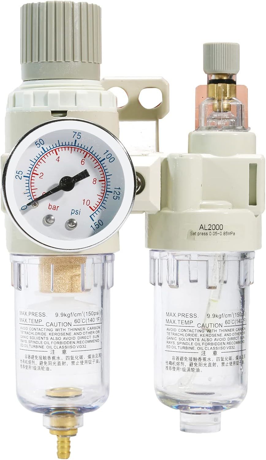 1/4&quot; Npt Compressed Air Filter Regulator Lubricator Combo, Auto Drain, B... - $33.51