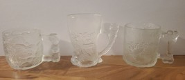 Vintage The Flintstones Clear Glass Mugs McDonald&#39;s RocDonalds Lot of 3 Glasses - £16.25 GBP