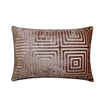 Webweave Wonder - Brown &amp; Beige Velvet Lumbar Pillow Cover - £20.15 GBP+