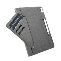 Leather Card Slots Case w/Stylus Pen Holder GRAY For iPad 7/iPad 8 10.2″ - £8.10 GBP