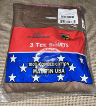 NOS Vtg Pkg of 3 T Shirts Undershirts Campbellsville Apparel CAC Brown Cotton MD - £29.54 GBP