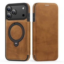Generic Case For iPhone 16 (Color: Brown) RFID Blocking Leather Flip Mag... - $70.80