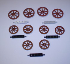10 Used LEGO Brown 3 &amp; 1/2 x 3 &amp; 1/2 and 4 x 4 Spoked Wheel 2470 - 4489 - £7.95 GBP