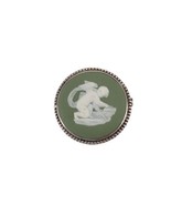 Sterling Silver Vintage Wedgwood England Green Jasperware Carved Cupid B... - $1,030.65 MXN