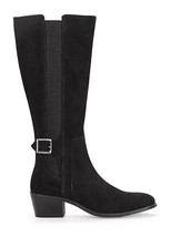 Freemans Elastic Panel Black Suede Knee High Boots UK 6 (F275) - £64.32 GBP