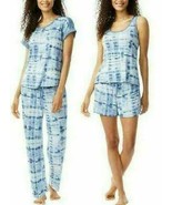 Lucky Brand Ladies&#39; 4Pc PJ Set Super Soft Knit Size: L, Color: Blue Tie Dye - £31.44 GBP