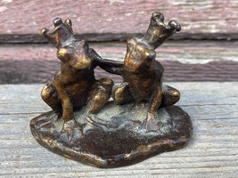 Vtg Alva Museum &quot; Playful Frogs &quot; Brass Miniature Sculpture Replica Figure - £29.72 GBP