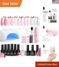 Beetles 6-Color Gel Nail Polish Kit with UV Lamp - Pink White Glitter Set - $45.00