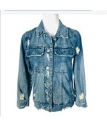 BlankNYC Destroyed Blue Denim Jean Jacket XS - $552.54 MXN