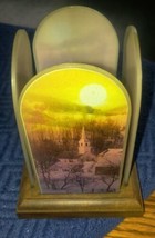 Vintage What is Beautiful A Joy For All Seasons Candle Holder Chuch Snow Scene  - $14.99