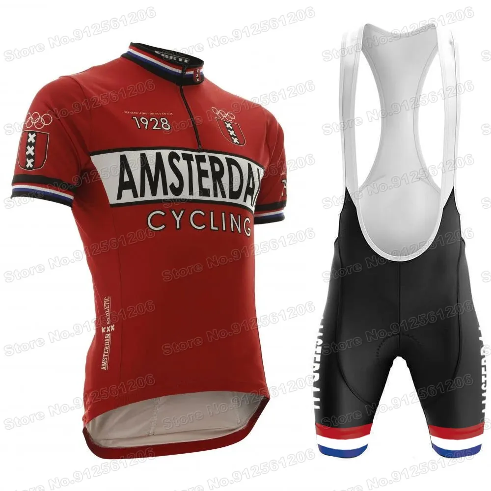 Sporting Amsterdam Netherlands Cycling  Set Retro Cycling Clothing Men Road Bike - £31.46 GBP