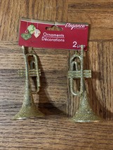 Elegance Christmas Ornament Trumpets(Pack Of 2)Brand New-SHIPS SAME BUSI... - $15.89