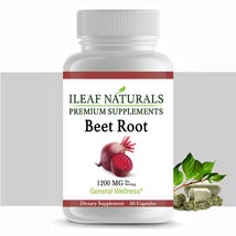 iLeafNaturals Beet Root Organic Whole-Food Powder - 1200 MG Veggie Capsules - £12.52 GBP