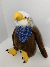 Teddy Mountain plush bald eagle brown white bird blue bear bandana back pocket - £7.77 GBP