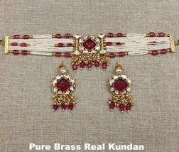 VeroniQ Trends-South Indian Victorian Polki Kundan Choker Necklace With Pearls - £99.91 GBP