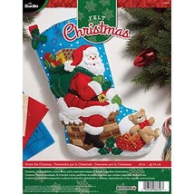 Bucilla 18-Inch Christmas Stocking Felt Applique Kit, Down The Chimney - £18.00 GBP