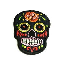 Day of the Dead Navy Blue Color Sugar Skull Mexico Embroidery Patch 3.5 ... - £12.35 GBP