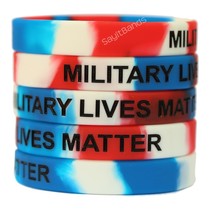 100 Military Lives Matter Debossed Color Filled Wristbands Red White and... - £38.06 GBP