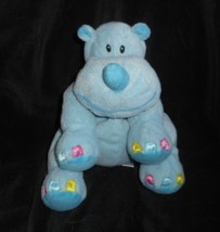 Vintage Skm Baby Blue Rhino / Hippo Pink Yellow Toes Stuffed Animal Plush Toy - £37.16 GBP