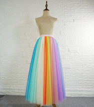 RAINBOW Long Tulle Skirt Holiday Outfit Plus Size Women Multi-Color Tulle Skirt image 1