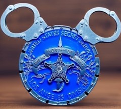 Disneyland Mickey Ears Deep Blue Disney Challenge Coin Secret Service Office - £13.37 GBP